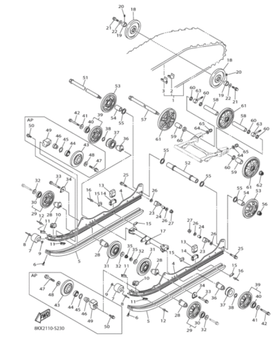 Каток /Yamaha VK540 (D нар. 205мм) 15-22гг ориг. фото 3
